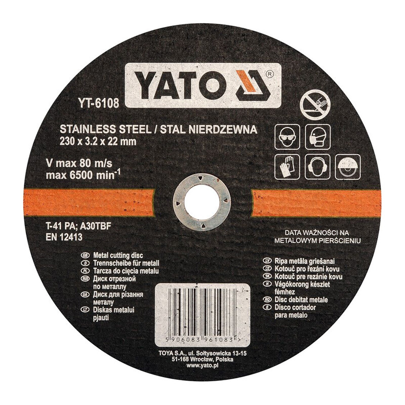 

YATO Inox Cutting Disc 230x3.2x22mm YT-6108