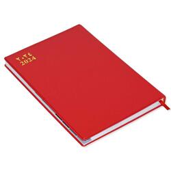 FIS 2024 Agenda Diary Arabic/English Right Side Opening with 12 Months Index, PVC Hard Cover Red - FSDI63AER24RE