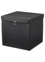 Storage box with lid, black, 32x30x30 cm