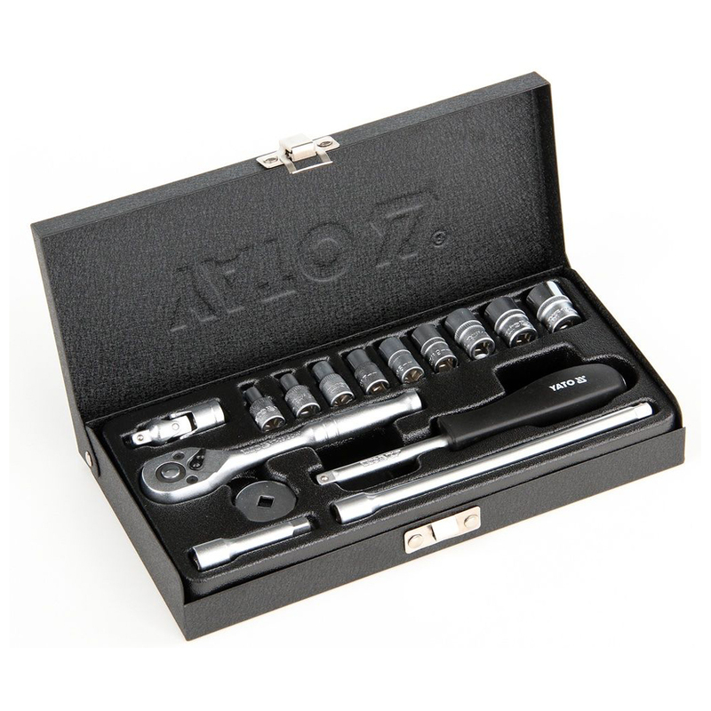 YATO Socket Sets 15pcs/set 1/4"Dr Metal Box YT-14411