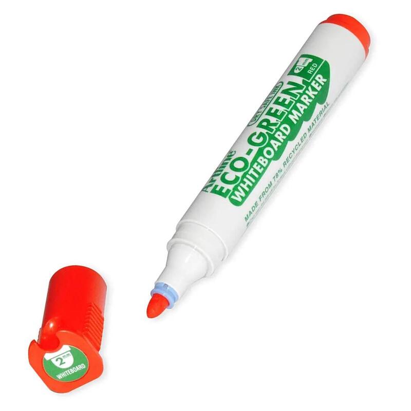 Artline Eco-Green Whiteboard Markers 2.0mm, Pack of 12 Pcs, Red Color, Polyester Fibre Tip, Bullet Style - ARMKEK-527RE