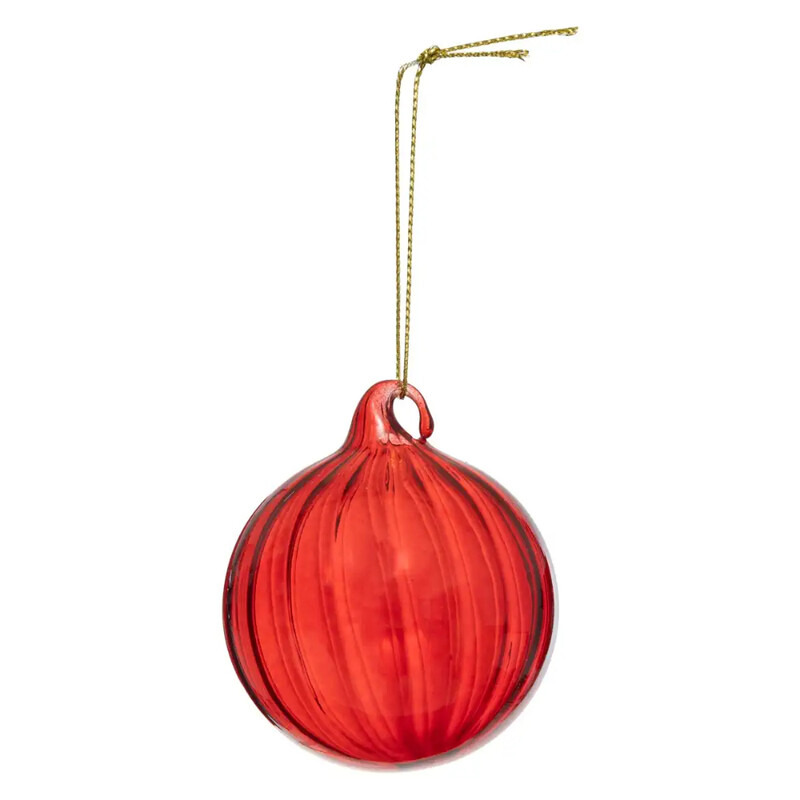 

Generic Christmas Atmosphera Glass Striped Bauble (6 cm, Red)