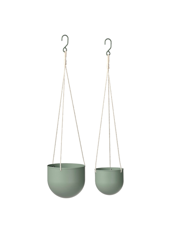 

Daksjus Hanging planter, set of 2, in/outdoor light grey-green