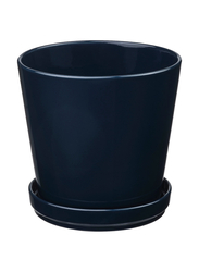 Plant pot with saucer, in/outdoor/black-blue, 19 cm