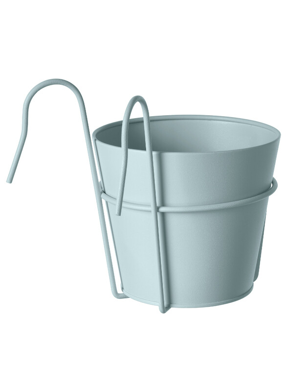 

Vitlok Plant pot with holder, in/outdoor light grey-blue, 15 cm