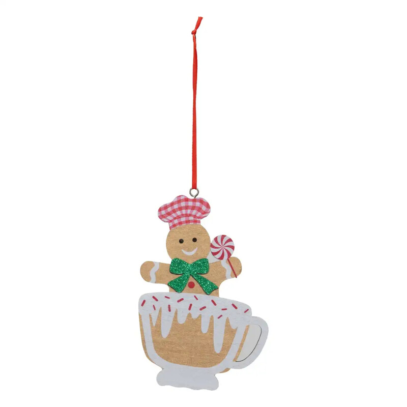 

Generic Christmas Atmosphera Wood Gingerbread Man in Cup Tree Decor (8.5 x 0.4 x 12.5 cm, Brown)