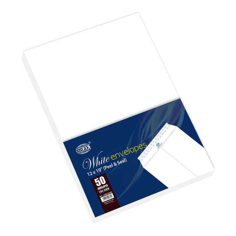 FIS Color Envelopes Peel & Seal, Pack of 50 Pcs. 12 x 10 Inch, 100 GSM - FSWE1034P50