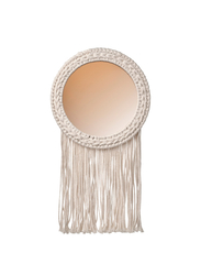 Decorative mirror, with fringes/beige copper-colour, 26x48 cm