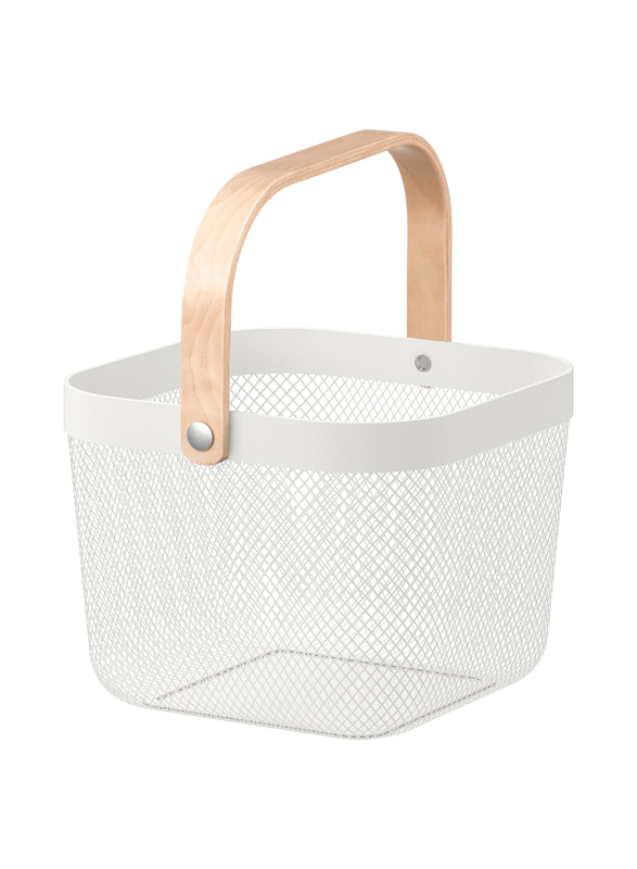 Basket, white, 25x26x18 cm