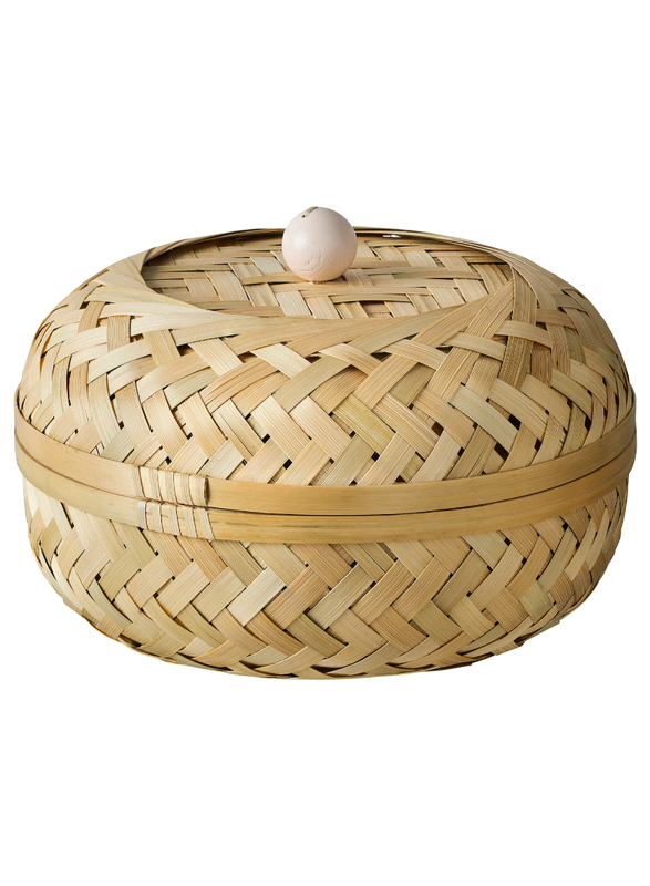 Basket with lid, bamboo, 25 cm