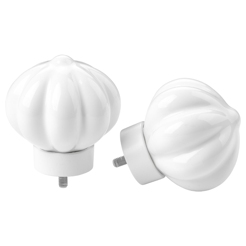 Finials 1 Pair You Can Easily Change The Expression Of Curtain Rod White