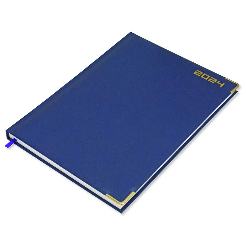 

Generic FIS 2024 A4 Diary English Vinyl 1-Side Padded Gold Corner Blue - FSDI48EG24BL