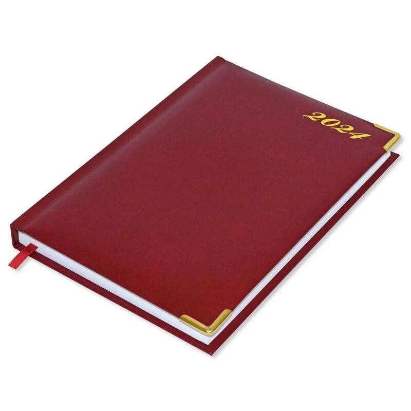 

Generic Fis 2024 A5 Diary,Gold Corners,English Vinyl 1Side Padded Maroon -FSDI22E24MR