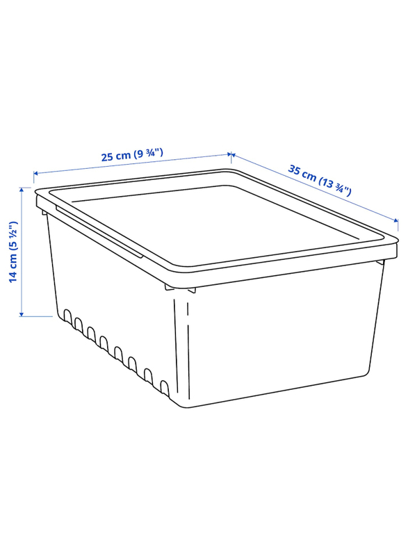 Storage box with lid, black, 35x25x14 cm/9 l