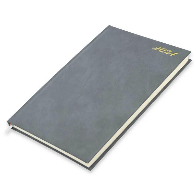 FIS Bonded Leather Diary 2024 (English) Grey, A4 - FSDI40EBI24GY