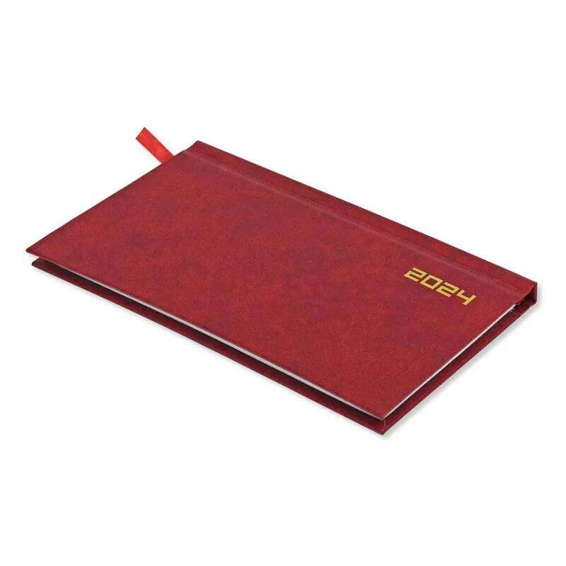 Fis  2024  Slim English Diary Vinyl Hard Cover Maroon -FSDI51E24MR