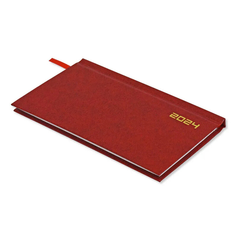 Fis  2024  Slim English Diary Vinyl Hard Cover Red -FSDI51E24RE