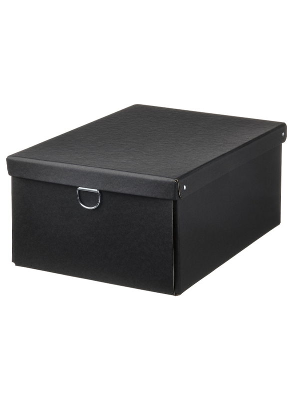 Storage box with lid, black, 25x35x15 cm