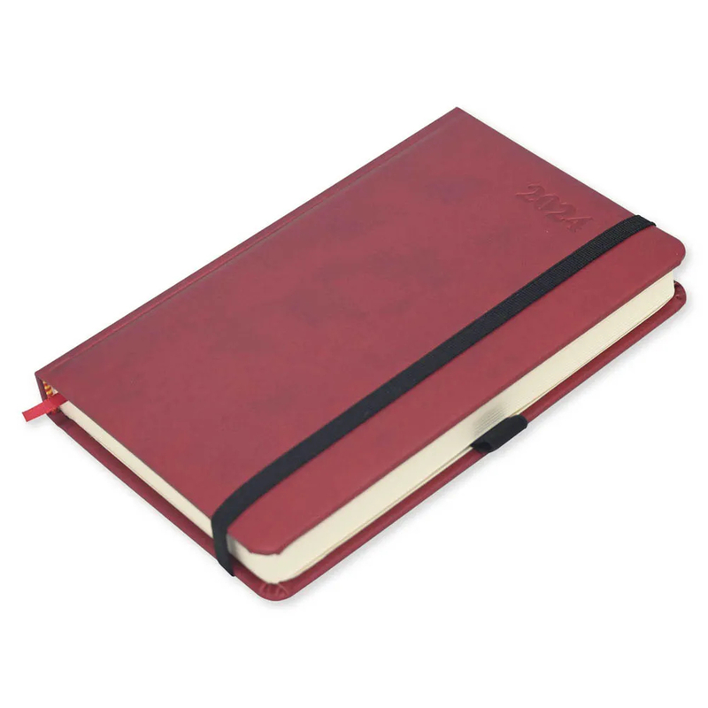 FIS French Diary 2024, PU 1-Side Padded, Round Corner, Maroon - FSDI29FRPU24MR