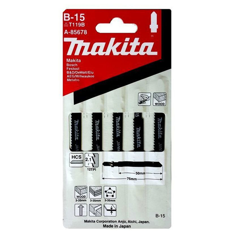 Makita Jigsaw Blade No.B15 For Thin Wood/Ply/Plastic A85678