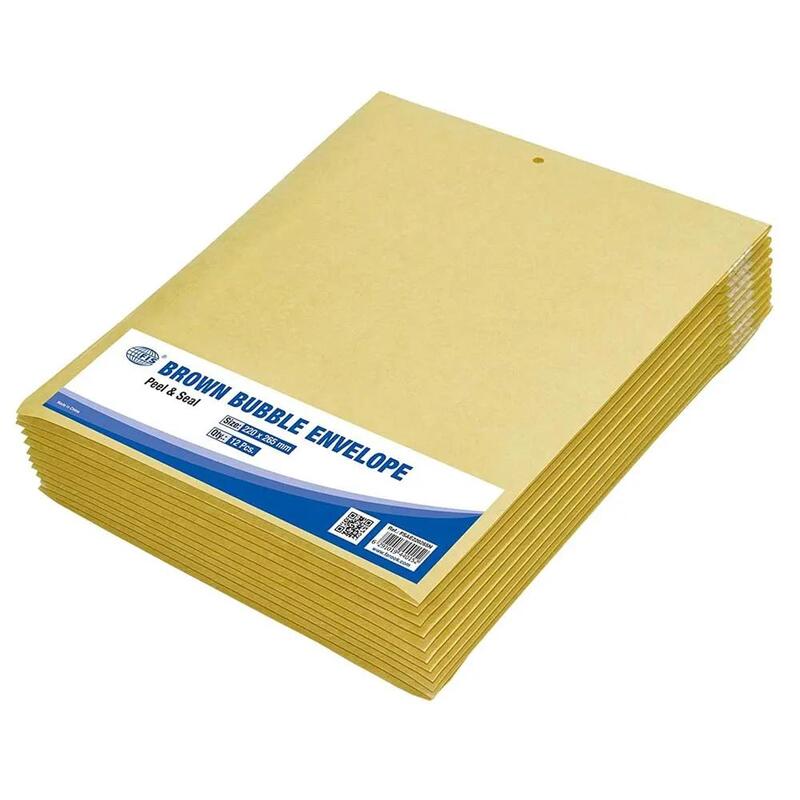 FIS Brown Bubble Envelopes, Peel and Seal, Pack 12 Pieces, 220X265 mm Size - FSAE220265N