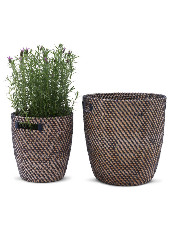 Plant pot, in/outdoor dark grey/beige, 24 cm