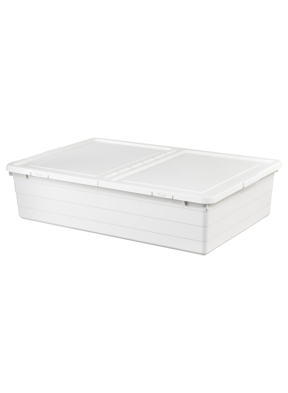 Storage box with lid, white, 50x77x19 cm