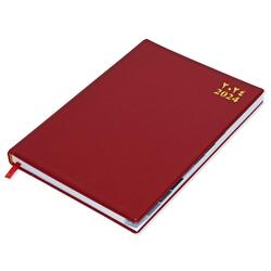 FIS 2024 Agenda Diary Arabic/English Left Side Opening with 12 Months Index, PVC Hard Cover Maroon - FSDI63AEL24MR