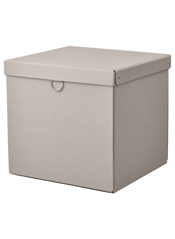

Nimm Storage box with lid, light grey-beige, 32x30x30 cm