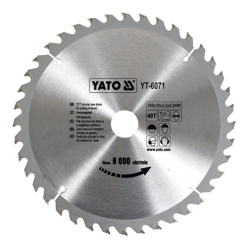 

YATO TCT Circular Saw Blade for Wood 250x30x40T YT-6071