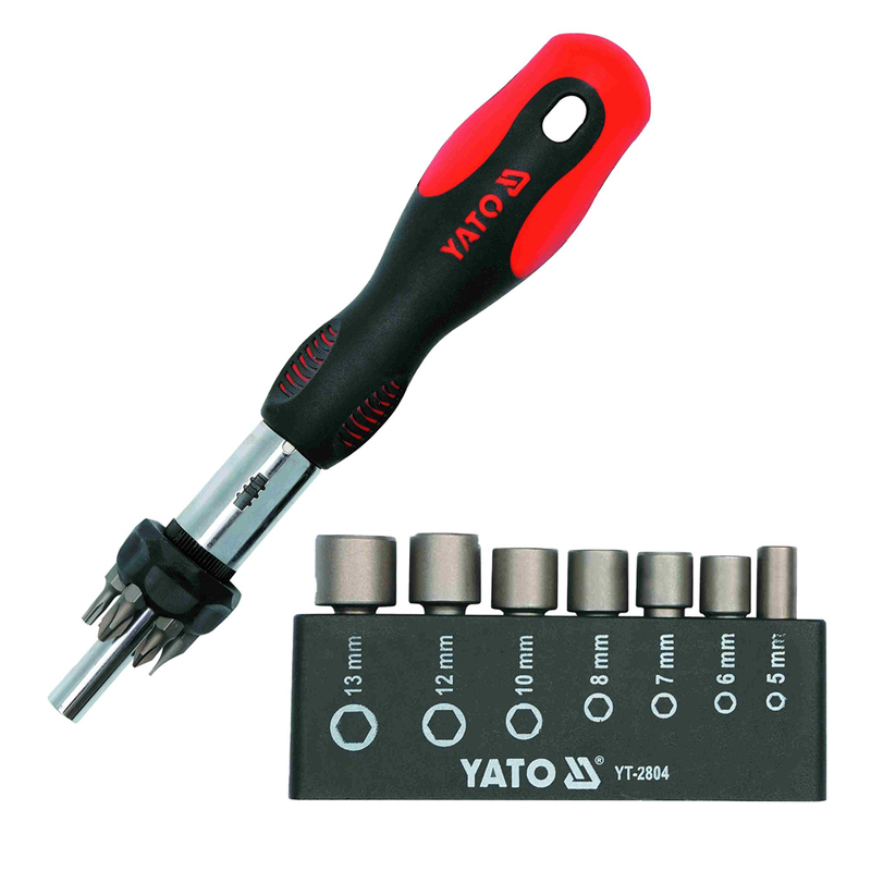 YATO Ratchet Screwdriver 14Pcs Double Blister YT-2804