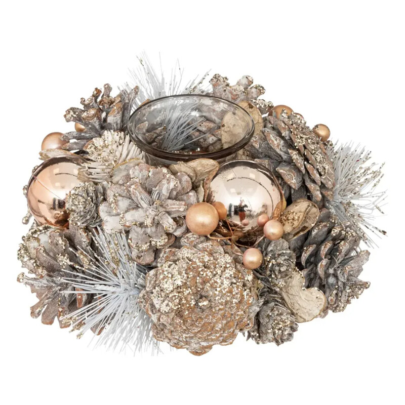 

Generic Christmas Atmosphera Festive Candle Holder (19 x 9 cm, Multicolor)
