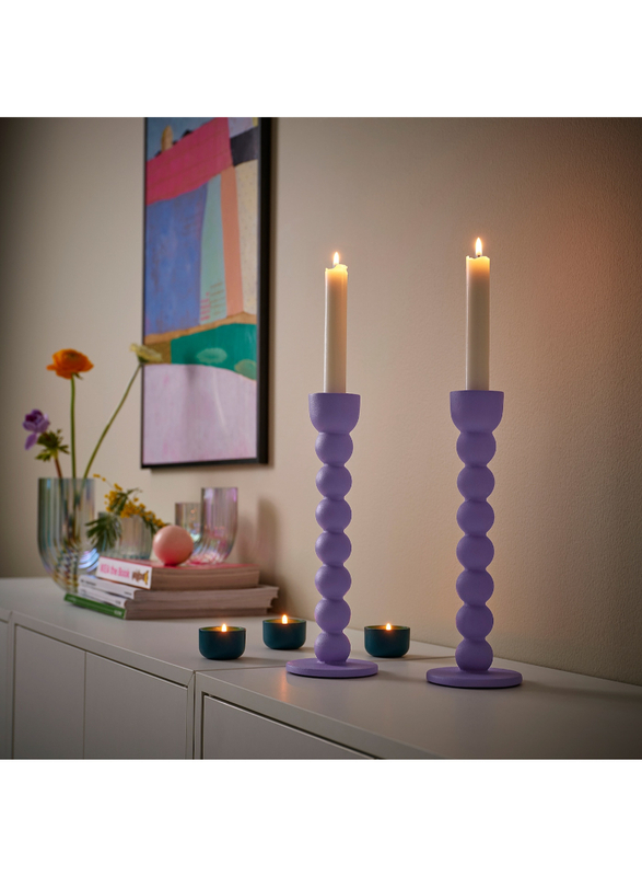 Candlestick/candle holder, lilac, 27 cm