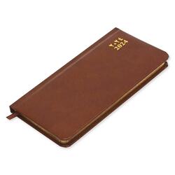 FIS 2024 Slim Diary Bonded Leather Arabic English 1 Side Padded Brown -FSDI52AEGB24BR