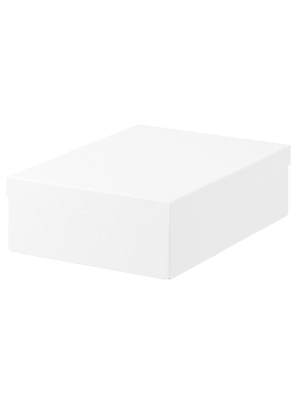 Storage box with lid, white, 25x35x10 cm