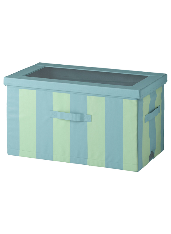 Box with lid, blue/green, 81x45x44 cm