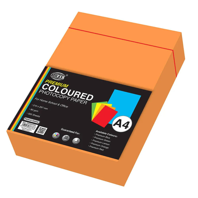

Generic FIS Premium Color Photocopy Paper, 500 Sheets, 80 gsm, Premium Orange Color, A4 Size - FSPWA4POR