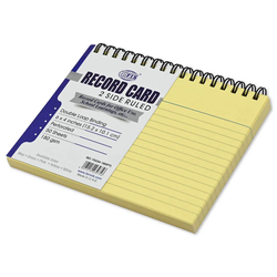 FIS Ruled Record Card 180 GSM 6X4 Inch Double Loop Spiral 50 Sheets Yellow -FSIC64-180SPYL