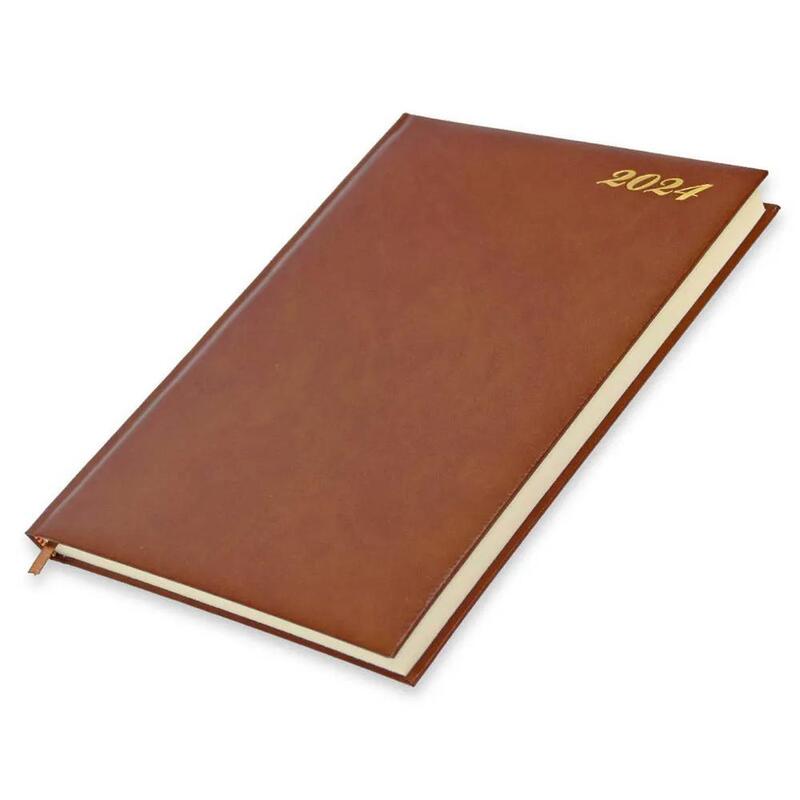 FIS Bonded Leather Diary 2024 (English) Brown, A4 - FSDI40EBI24BR