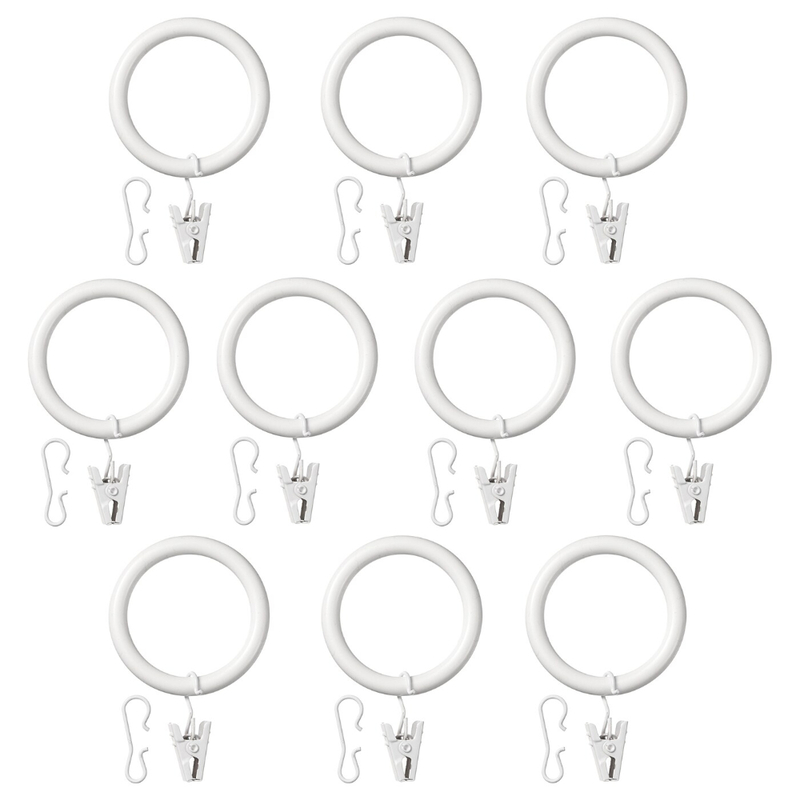 Curtain Ring Withclip And Hook White 38mm