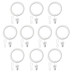 Curtain Ring Withclip And Hook White 38mm