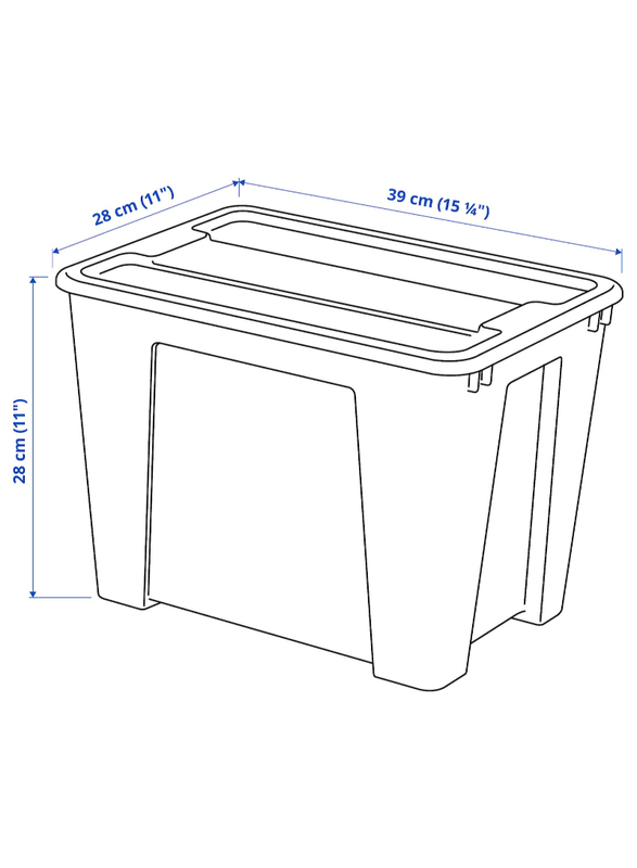 Box with lid, transparent, 39x28x28 cm/22 l