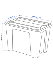 Box with lid, transparent, 39x28x28 cm/22 l