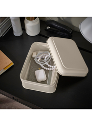 Storage box with lid, light beige, 22x16x8 cm