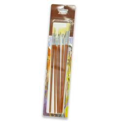 Artmate Artist Brushes Assorted, Set Of 6 Pieces (4 Flat And 2 Round Brushes) - JIABCH-BS001