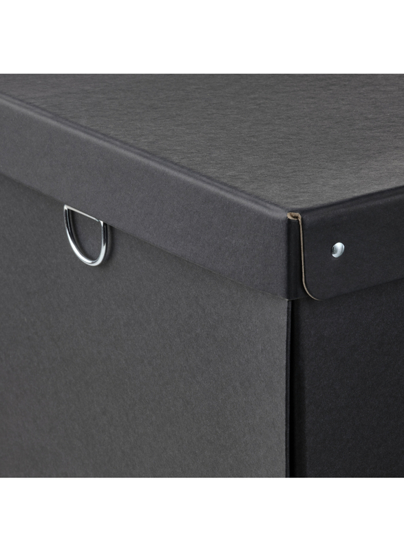 Storage box with lid, black, 32x30x30 cm