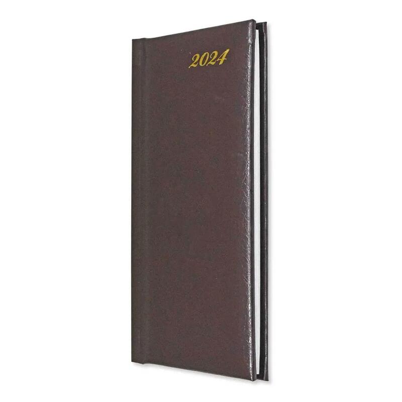 Fis 2024 Slim Diary Vinyl 1 Side Padded English & French - Chocolate -FSDI59EFN24CH