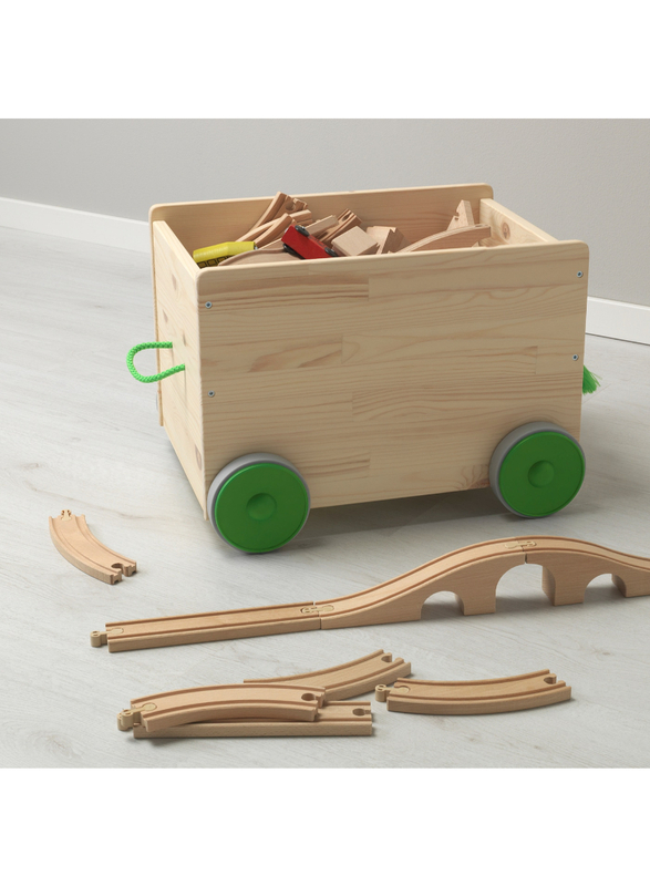 Toy storage with wheels