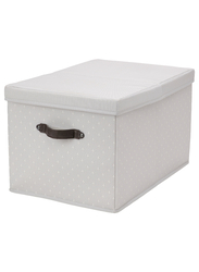 Box with lid, grey/patterned, 35x50x30 cm