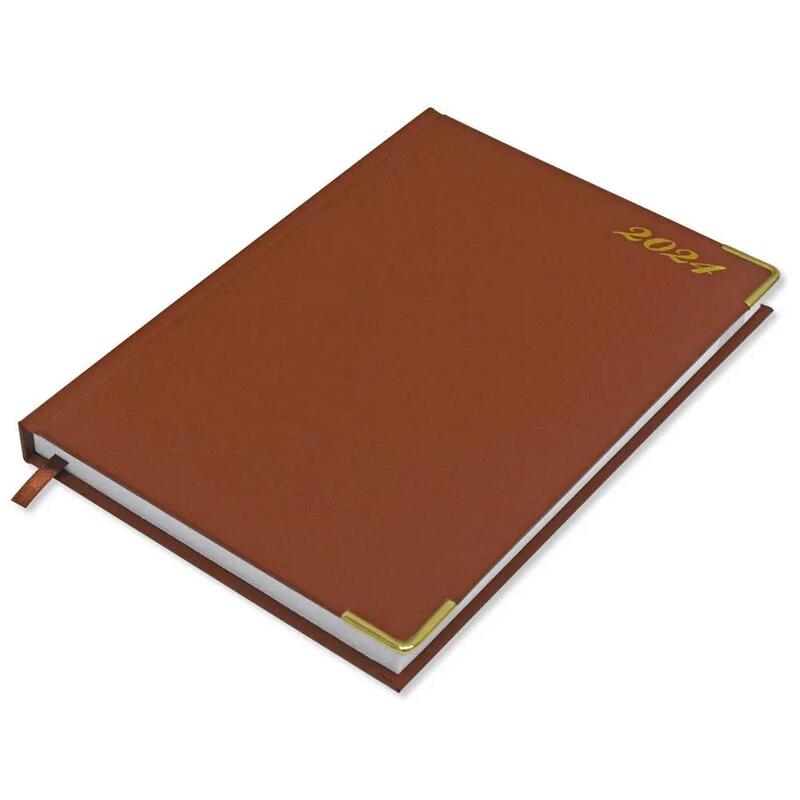 FIS Agenda Diary 2024 (English) 1-Side Padded, Gold Corners, Brown - FSDI75EVG24BR